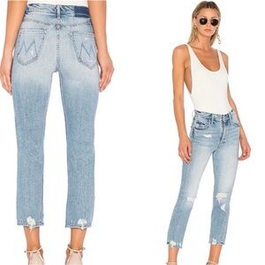 MOTHER Light Blue Straight Leg Jeans 26